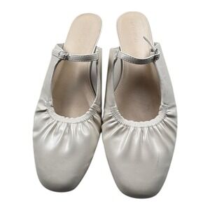 Coutgo Women's Cream Ballet Flats Mules 6.5 Mary‎ Jane Strap Slip On